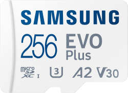 Карта памет Samsung EVO Plus, microSDXC, UHS-I, 256GB, Адаптер