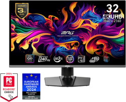 Монитор MSI MPG 321URX QD-OLED, 31.5", 240Hz, 0.03ms, UHD, DisplayPort, HDMI, USB, Черен