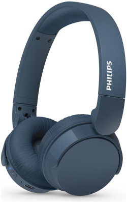 Слушалки PHILIPS, Bluetooth слушалки 32мм, мембрани, меки, наушници, Син