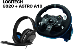 Мултимедиен продукт Волан Logitech Driving Force G920 за Xbox One - PC + геймърски слушалки Astro A10