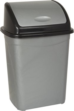 Planet Кош за отпадъци, с люлеещ се капак, пластмасов, 50 L, сиво-черен