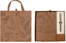 Канцеларски продукт Floral Brown Комплект тефтер и химикалка, в кутия, кафяви