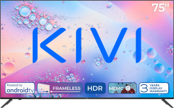 Телевизор KIVI 75U760QB, 75" 4K UHD, 60 Hz, DLED, HDMI, RCA, BT 5.1, USB, Game Mode, ALLM, Черен