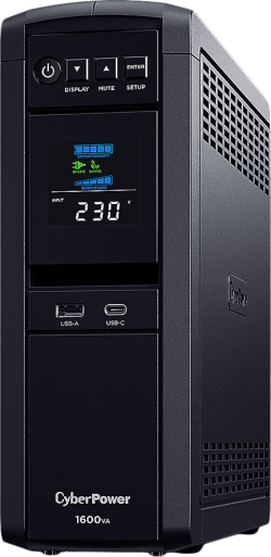 Непрекъсваемо захранване (UPS) CyberPower CP1600EPFCLCD - 1600VA, 1000W, Line Interactive, LCD дисплей, Tower