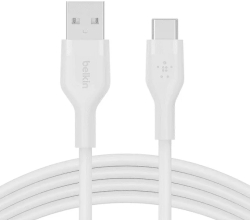 Кабел/адаптер Belkin BOOST CHARGE Flex Silicone cable USB-A to USB-C - 1M - White