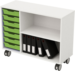 Етажерка RFG, със 7 зелени тавички, PP, 104 х 40 х 960 mm, ПДЧ 18 mm, бяла