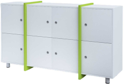 Шкаф RFG Etto, с 8 отделения, 1660 х 400 х 910 mm, ПДЧ, бял и зелен