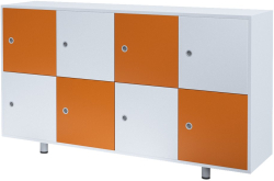 Шкаф RFG Dale, с 8 отделения, 1630 х 400 х 933 mm, ПДЧ, бяло-оранжев