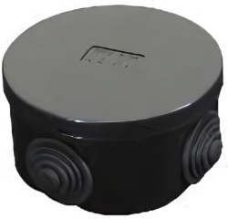 Продукт Разклонителна кутия открит монтаж Ф80 x40mm IP54 HF Черен - Courbi Watertight Eco CR32-21080-804