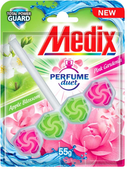 Почистващ продукт Medix Ароматизатор за тоалетна Perfume Duet, Apple & Pink, 55 g