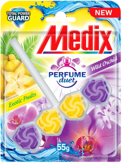 Почистващ продукт Medix Ароматизатор за тоалетна Perfume Duet, Fruits & Orchid, 55 g