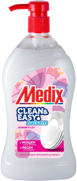 Почистващ продукт Medix Препарат за миене на съдове Clean & Easy, с помпа, бял, 800 ml