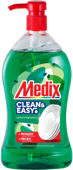 Почистващ продукт Medix Препарат за миене на съдове Clean & Easy, с помпа, зелен, 800 ml