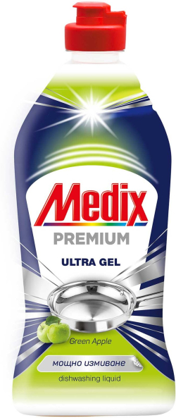 Почистващ продукт Medix Препарат за миене на съдове Premium, зелен, 415 ml