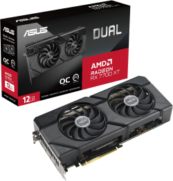 Видеокарта ASUS Radeon RX 7700 XT 12GB Dual OC 12 GB GDDR6, 1x HDMI 2.1, 3x DisplayPort 2.1, 245 W