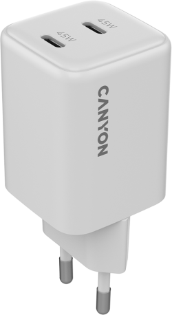 Принадлежност за смартфон CANYON charger CU45CC GaN 45W 2xPD EU White