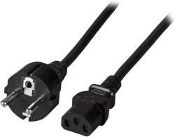 Захранващ кабел Schuko CEE7-7 180° - C13 180°, 10A, черен