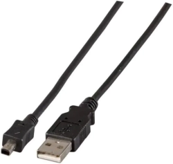USB 2.0 свързващ кабел A-Mini-B 4 pol., M-M, черен