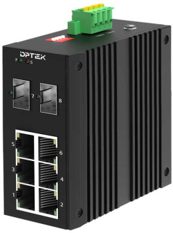 Комутатор/Суич DPTEK DK3100I-6FP2FS, 6x 10/100 PoE, 2х 100Base-FX SFP, 802.3af/at, PoE budget 180W