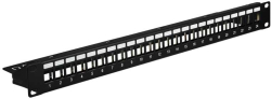 Празен пач панел 19" 1U, 24-порта, черен