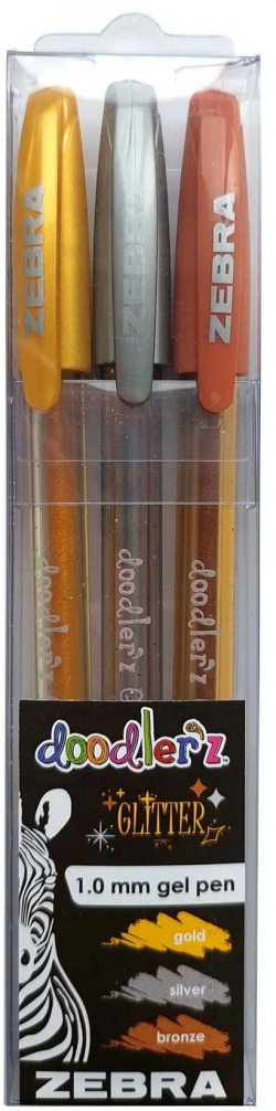 Zebra Гел ролер Doodler`z Gel Stick, 1.0 mm, металиков, 3 цвята