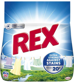 Почистващ продукт Rex Перилен препарат Amazonia Freshnes, прах, за бяло пране, 1.1 kg