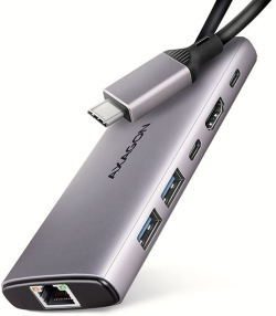 Докинг станция USB-C Multiport, 6-port, PD, Giga LAN, AXAGON HMC-6G2L