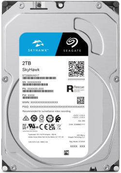 Хард диск / SSD Segate SkyHawk, 3,5", 2 TB, SATA 3 6Gb/s, 256 MB cache, 5400 rpm, За видеонаблюдение