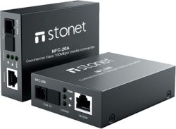 Медия конвертор Stonet NFC-20A, 10-100Mbps RJ45 към 100Mbps SM SC влакно, 20км