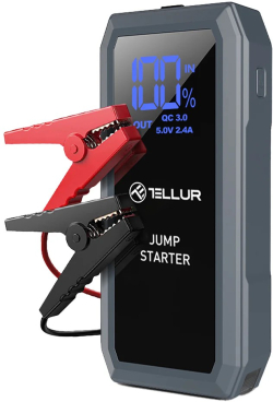 Продукт Преносим стартер за автомобил, 12V, 1500A, 16800mAh, LED светлина, SOS, Сив