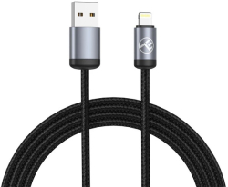 Кабел/адаптер Tellur минималистичен USB към Lightning кабел, 3A, 1m, черен