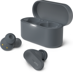 PHILIPS слушалки True wireless, IPX4 моно режим до 24 часа време за възпроизвеждане, Сив