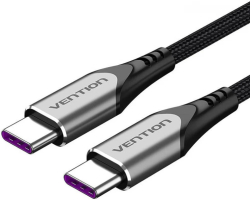 Vention Кабел USB 2.0 Type-C to Type-C - 1.0M Black 5A Fast Charge - TAEHF