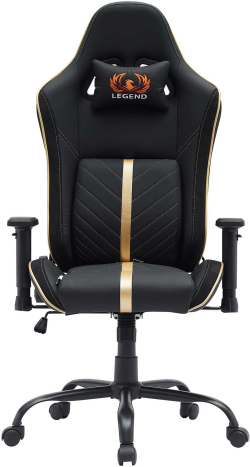 Геймърски стол RFG On Legend, екокожа, Butterfly механизъм, метална основа, до 150 kg, черно-златист