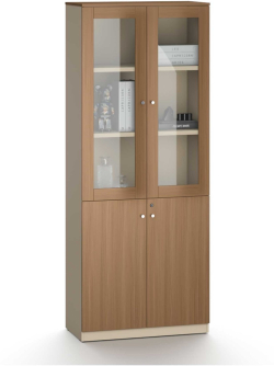 Шкаф RFG Paris, със стъклени врати, 800 х 400 х 2000 mm, ПДЧ, орех и сиво