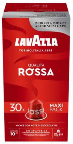 Lavazza Кафе капсула Nespresso, Qualita Rossa Maxi, стандарт, 30 броя