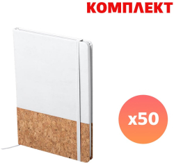 Канцеларски продукт Тефтер Amsterdam Cork&Pu, A5, 80 листа, бял, с пълноцветен печат, 50 броя