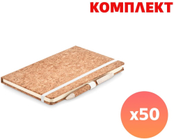 Продукт Комплект химикалка и тефтер Suber, А5, коркови, с пълноцветен печат, 50 броя