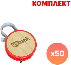 Продукт Ролетка Meter, бамбук, 1 m, червена, с пълноцветен печат, 50 броя