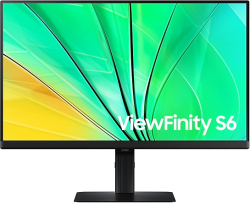 Монитор SAMSUNG ViewFinity S6, 23.8" 2560x1440, 100Hz, 5ms, 350 cd/m2, HDMI, DP, USB 3.0, Черен