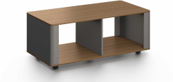 Ниска маса RFG Parma, 1200 х 600 х 450 mm, правоъгълен плот, ПДЧ 25 mm, орех и сиво