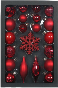 Retlux Коледни играчки RXL 387, 25 броя, червени