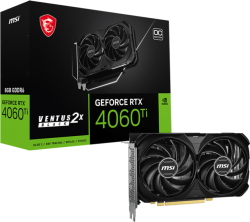 Видеокарта MSI Video Card Nvidia GeForce RTX 4060 Ti 8G VENTUS 2X BLACK E1 OC, 8GB GDDR6, 128bit