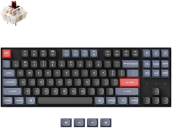 Клавиатура Кeychron K8 Pro, Безжична, Механична, Подсветка, Gateron G Pro Brown, Tenkeyless, Черен