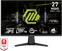 Монитор MSI MAG 275QF, 27", Rapid IPS, 0.5ms, 180Hz, AG, WQHD 2560x1440, Adaptive-Sync