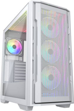 Кутия COUGAR Uniface RGB, Mid Tower, 4x 120mm ARGB, USB-Type C, Прозрачен капак, Бял