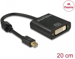 Кабел/адаптер Адаптер DeLock, mini DisplayPort 1.2 мъжко  DVI женско, 4K, Пасивен, Черен