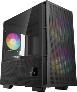 Кутия DeepCool CH360, mATX, Mini-ITX, Mini Tower, RGB, USB 3.1 Type-C, Прозрачен капак, Черен