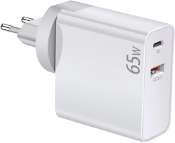 Принадлежност за смартфон Makki Универсално зарядно за стена Charger Wall GaN - USB Type-C-A 65W White