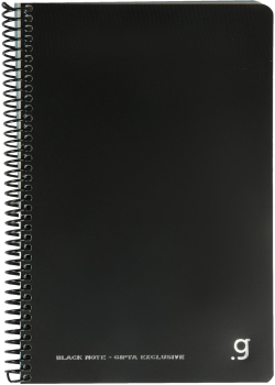 Gipta Тетрадка Black, кремава хартия, широки редове. със спирала, 17 х 24 cm,